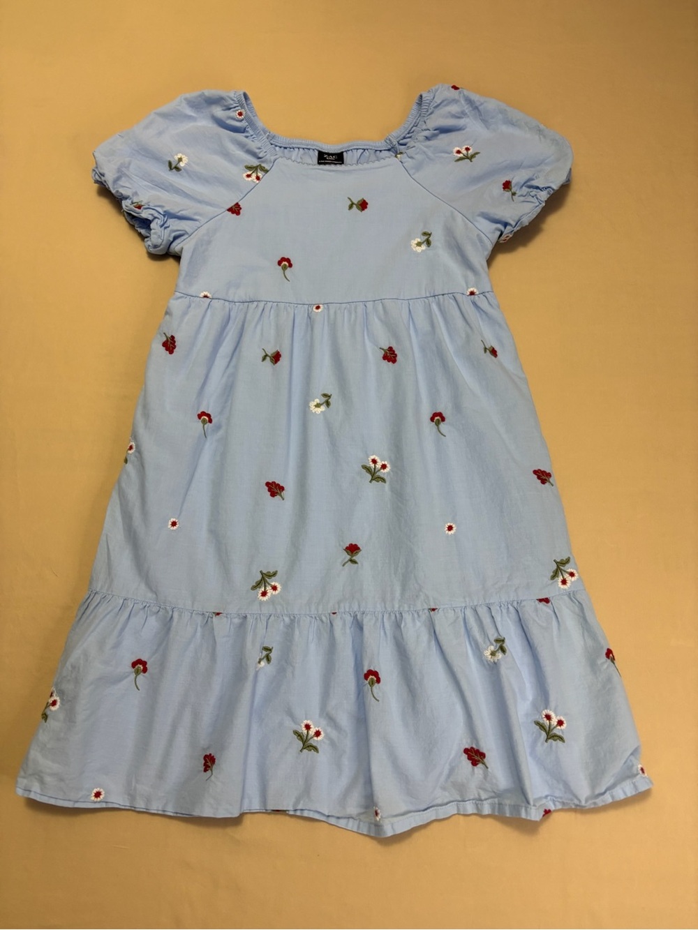 Zac Kids by Zac Posen Girls' Sky Blue Embroidered Floral Casual Dress Size XL